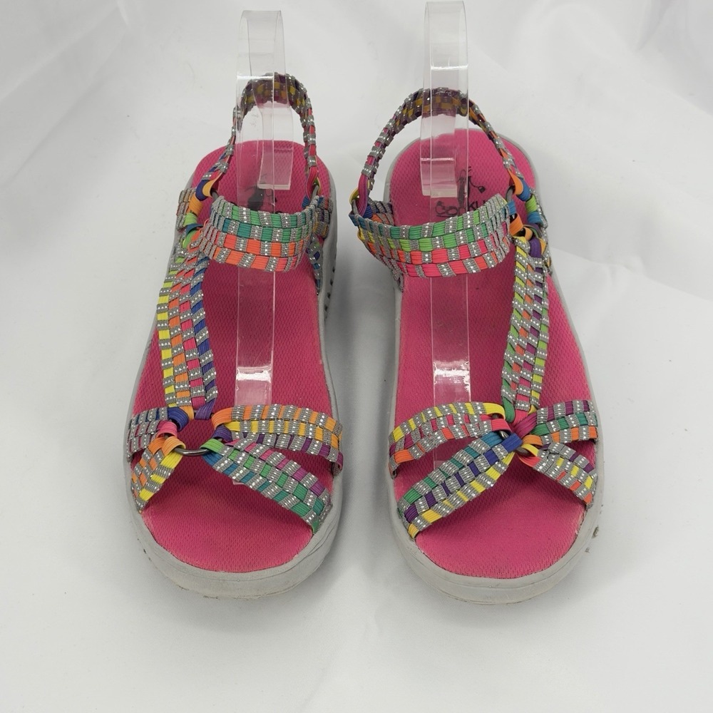 Corky's Women's Multi-Colored Wedge Strappy Slip On Quick Step Sandals Size 10